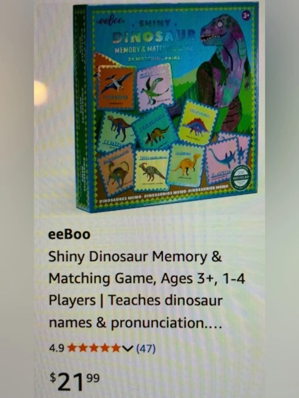 eeboo - GIANT SHINY DINOSAUR DOMINOES